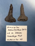 Pair of Fine Paddle Drills, Esopus Chert, Found in Ontario Co., New York. Longest 1 15/16