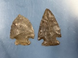 Pair of Fine Corner Notch Points, Chert, Found in New York, Longest 2