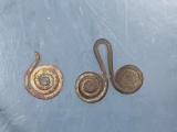 RARE Brass Double Coil Ear Ornament, Dann Site, Monroe Co,, NY, Found in a Refuse Pit, Seneca