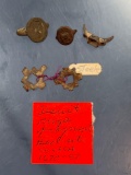 Lot of x3 Trade Rings, Jesuit and Pair of Brass Pendants, Found on Steele Site, Ex: Carter Collectio