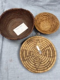 Lot of 3 Tightly Coiled Weaved Basekts, Thompson River, x1 Appears Older than the Other Two (Darker