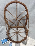 RARE Iroquoian Burden Carrier, Backpack Wooden w/Leather, Late 1800's, Ex: Casterline Collection