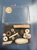 Lot of 15 Nice Shell, Bone, Fossil Beads, Iroquoian, Found in New York, Longest 1 3/4