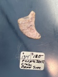 RARE Purple Shell Claw Effigy Shell Bead, Found on the Dann site, Monroe Co., New York