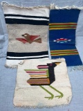 Lot of 3 Weaved Blankets/Coverlets, Colorful Designs