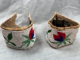 Nice Pair of Older Beaded Native American Cuffs, Great Condition, Measures 6 1/2