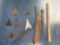 Lot of 7 Stone/Brass Triangles, Antler+Bone Flaking Tools, Found in Washington Boro, Ex: Henry