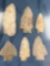 Lot of 6 Larger Arrowheads, Blades, Archaic Stem Points, Found in North Carolina, Longest is 4 1/4