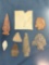 Lot of 7 Nice Points, Quartz, Quartzite Bare Island, Rhyolite Perk Found in Harford Co., MD, Ex: Bro