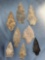 Lot of 8 Very Nice River Points, Archaic Stem, Broadpoint, Harrisburg, PA, Longest is 3 1/4