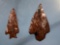 RARE Pair Mahogany Obsidian Elko+Stem Point, Found by H.N. Worchester, California Prior To Dams Buil