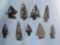 x9 Obsidian Gem Points, Arrowheads, Columbia River, Oregon, Longest 1 3/8