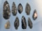 x9 Obsdian Blades/Stem Arrowheads, Gem Points Columbia River, Oregon, Ex: Johnson Jr, George