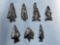 Lot of 7 Notched Obsidian Arrowheads, Gem Points, Columbia River, Oregon, Longest 1 1/4