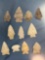 Lot of 12 Quartz Crystalline Points, Found in Harford Co., MD, Longest is 1 3/4