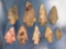 Lot of 9 COLORFUL Arrowheads, Found in Tennessee, Longest is 3 1/4