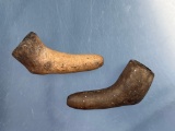 Pair of Obtuse Angle Owasco Clay Pipes, x1 Ontario Co., NY, x1 Pennsylvania, Ex: Chenoweth