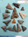 NICE Lot x15 Triangle Levanna Points, Jasper/Chert/Quartzite, Broome Co., NY