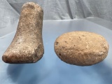 Bell Pestle and Grinding Stone, Well Made, Found in PA+OH, Longest 5 1/4