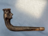 HIGHLIGHT Susquehannock Face Pipe, Clay, Restoration Stem/El, Found in Washington Boro, PA Ex: Henry
