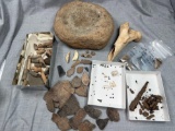 Lot of Various Artifacts, Double Sided Mortar, Beads, Pottery Shards, Pipe Pieces, Washington Boro,