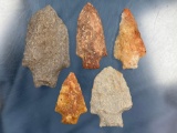 NICE Lot of Colorful Appalachian Points, Archaic Stem, Found in North Carolina, Longest 3 3/4