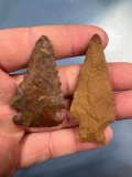 Pair of NICE Jasper Points, x1 Sidenotch Chester Co., PA, x1 Transitional, Central PA, Longest 2 3/8