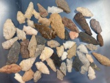 53 Quartz, Quartzite, Rhyolite, Jasper, Chert Arrowheads, Found in Harford Co., MD, Ex: Brown Jr.