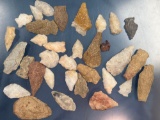 33 Nice Arrowheads, Points, Found in Satyr Hill, Parkville, Baltimore Co., Maryland, Longest 2 1/8