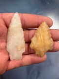 Quartz Bare Island+Honey Quartz Stem Point, Found in Pennsylvania, Longest 2 1/2