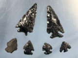 Pair of STUNNING Elko Points, Small Gem Points, Obsidian, Found by H.N. Worchester, California