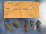 Steatite Pipes, Points, Found in Leitersburg, Washington Co., MD, With original Envelope