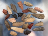 Lot of 25 Various Central States, Ohio, Tennessee Points, Arrowheads, Longest 2 7/8