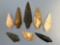 x8 Well-Made Piscataway Points, Found in NJ, Ex: Sam Priem Collection, Longest is 2 3/4