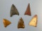 FINE Lot of 5 Jasper+Chalcedony Triangles, Found in NJ, Ex: Sam Priem Collection, Longest is 1 7/16