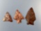 Nice Lot of x3 Heat Treated Red Jasper Points, Bifurcate, Triangle, Broadpoing, Found in PA, Nice Pi