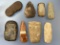 Lot of x8 Various Stone Tools, Abrading Stone, Celts, Polished Pieces, Found in NJ and PA, Longest i