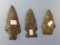 x3 Quality New York Arrowheads, Otter Creek, Genesee, Found in New York, Longest is 3 3/16