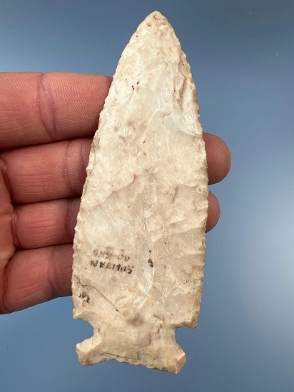 NICE 4 1/4" Burlington Chert Godar Arrowhead, Found in Sulivan Co., Indiana, Ex: Robert Quinter Coll
