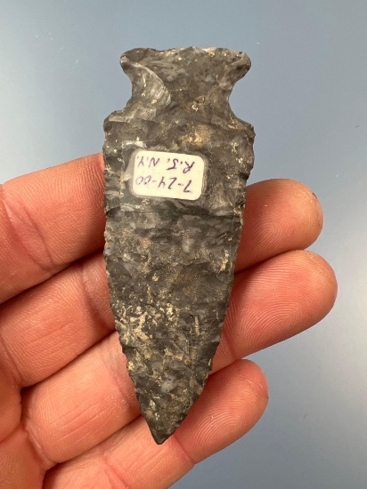 3" Onondaga Chert Archaic Point, Found in New York, Purchased from Rich Johnston on 7/24/2000
