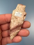 NICE Banded Red+White Chert Archaic Point, 3 5/16