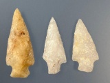 Lot of x3 Quartz Archaic Stem Points, Longest 2 1/2