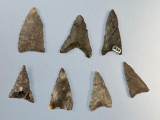 Lot of x7 Fine Black Chert Triangle Points, Found in NJ, Ex: Sam Priem Collection, Longest is 1 1/2