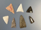 Lot of x7 Fine Quartz, Quartzite, Rhyolite, Chert Triangles, Found in NJ, Ex: Sam Priem Collection,