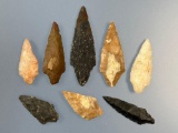 x8 Well-Made Piscataway Points, Found in NJ, Ex: Sam Priem Collection, Longest is 2 3/4