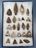 Great Lot of 32 Cohansey Quartzite Points, Triangles, Archaic Stem and More, Longest is 3 3/16