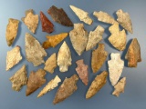 Lot of 25 Various Arrowheads, Found in Arkansas, Personal Finds of Rod Ring, Longest measures 2 3/4