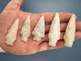 Lot of x5 Quality Quartz Bare Island Points, Found in Lancaster Co., PA, Ex: Murray Collection