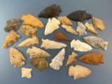 Lot of 25 Various Arrowheads, Found in Arkansas, Personal Finds of Rod Ring, Longest is 2 3/4