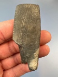 HEAVILY Incised Bannerstone Half, Zig-Zag, Linear, Fishnet, Tally Marks, Found in PA, 2 3/4